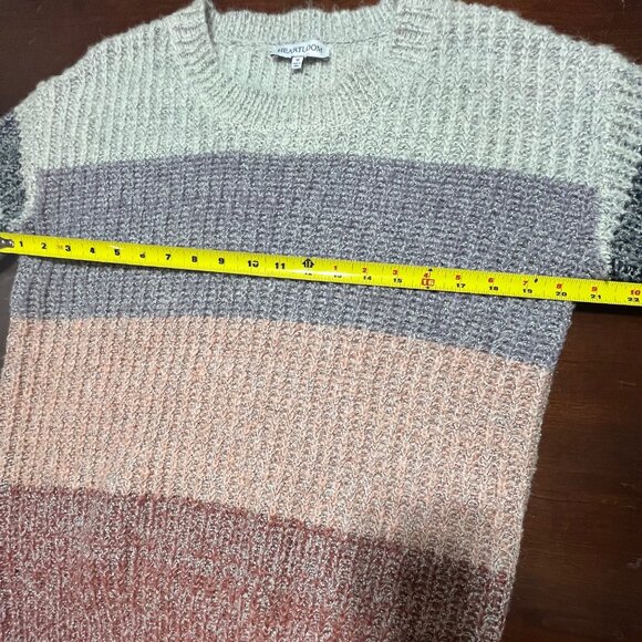 Heartloom Long Sleeve Knit sweater Medium Gray Mauve peach stripe - Picture 8 of 12